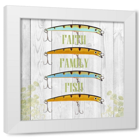 Faith Family Fish White Modern Wood Framed Art Print by Lewis, Sheldon