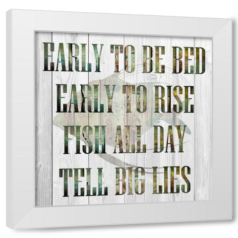 Fish All Day White Modern Wood Framed Art Print by Lewis, Sheldon