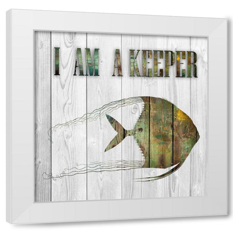 I Am A Keeper White Modern Wood Framed Art Print by Lewis, Sheldon