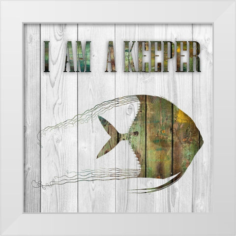 I Am A Keeper White Modern Wood Framed Art Print by Lewis, Sheldon