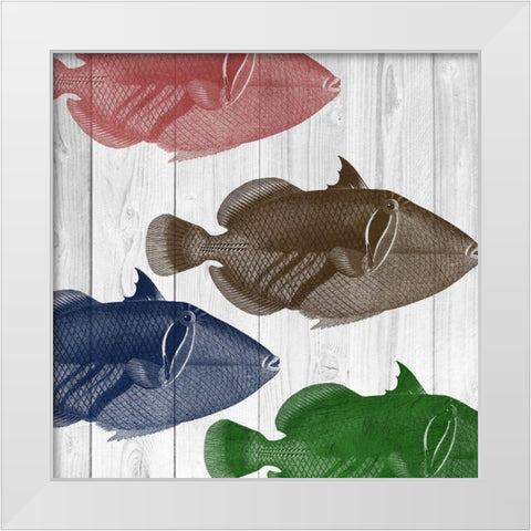 Fishes White Modern Wood Framed Art Print by Lewis, Sheldon