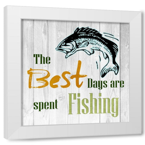 Fishing Days White Modern Wood Framed Art Print by Lewis, Sheldon