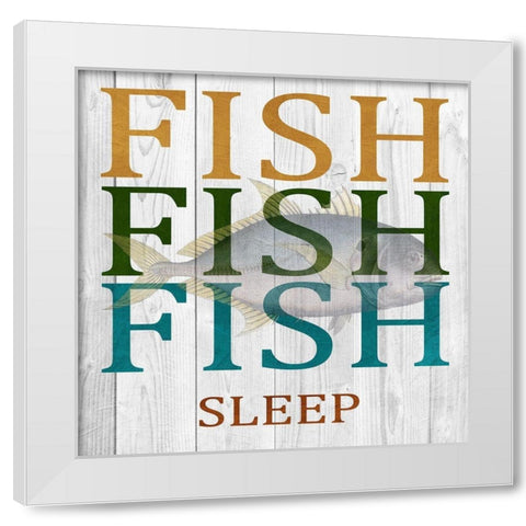 Fish Fish Fish White Modern Wood Framed Art Print by Lewis, Sheldon