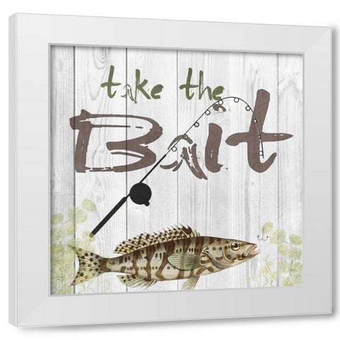 Take the Bait White Modern Wood Framed Art Print by Lewis, Sheldon