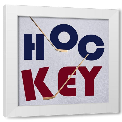 Hockey Play White Modern Wood Framed Art Print by Lewis, Sheldon