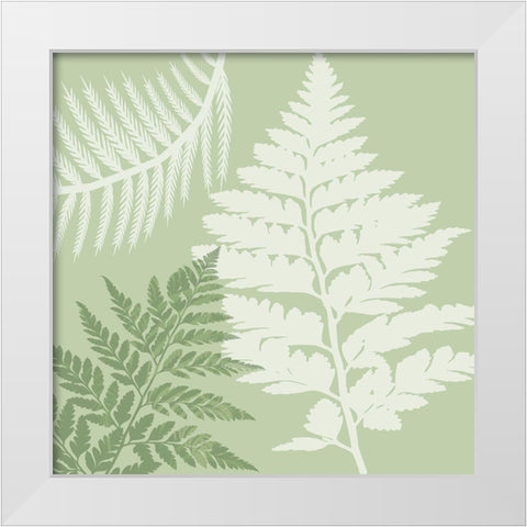 Green Jungle 3 White Modern Wood Framed Art Print by Lewis, Sheldon