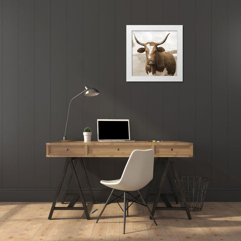 Moov Over White Modern Wood Framed Art Print by Lewis, Sheldon