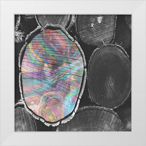 Jewel Toned Logs White Modern Wood Framed Art Print by Lewis, Sheldon