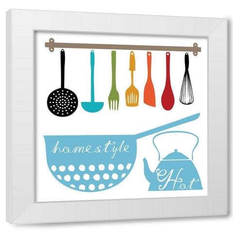 Kitchen Helper White Modern Wood Framed Art Print by Lewis, Sheldon