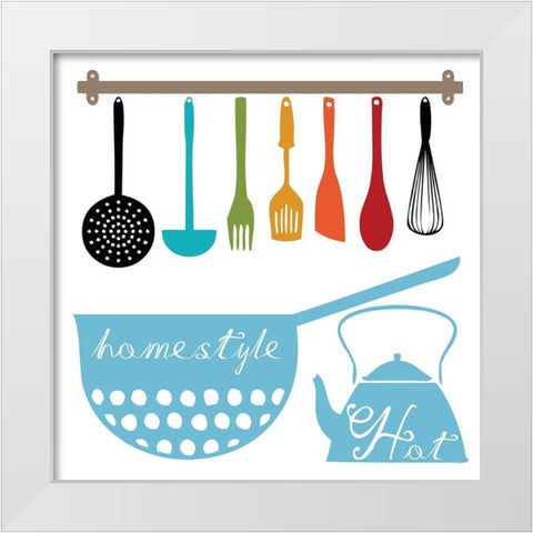 Kitchen Helper White Modern Wood Framed Art Print by Lewis, Sheldon