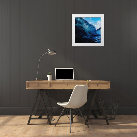Blue Surf White Modern Wood Framed Art Print by Lewis, Sheldon