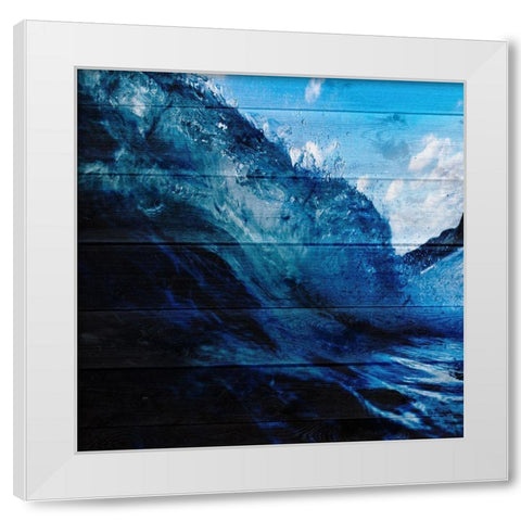 Blue Surf White Modern Wood Framed Art Print by Lewis, Sheldon