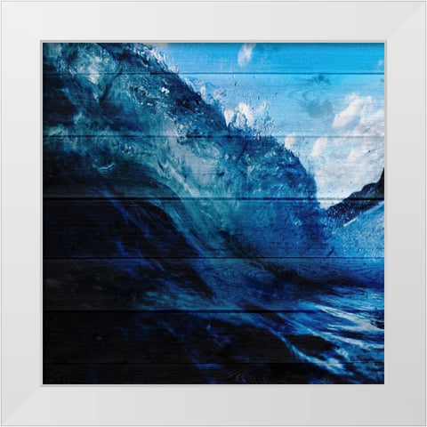 Blue Surf White Modern Wood Framed Art Print by Lewis, Sheldon