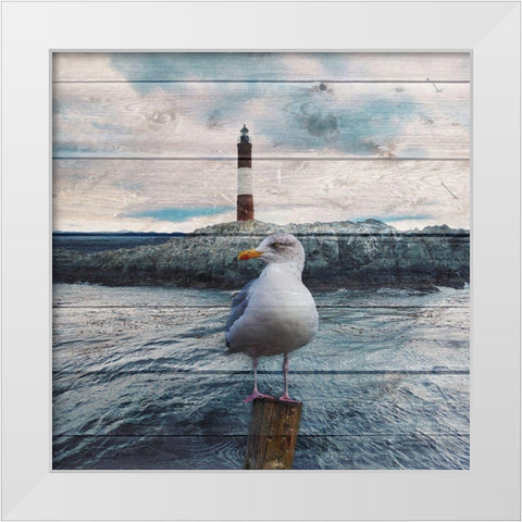 Evening Bay Watch White Modern Wood Framed Art Print by Lewis, Sheldon