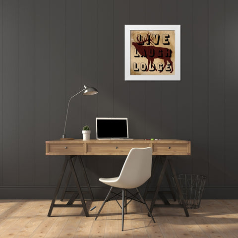 Live Laugh Lodge White Modern Wood Framed Art Print by Lewis, Sheldon