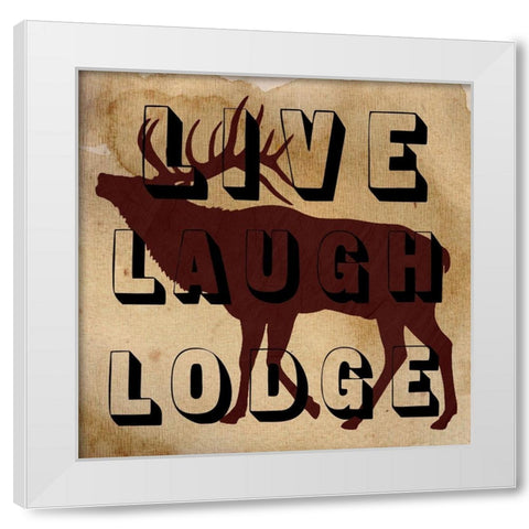 Live Laugh Lodge White Modern Wood Framed Art Print by Lewis, Sheldon