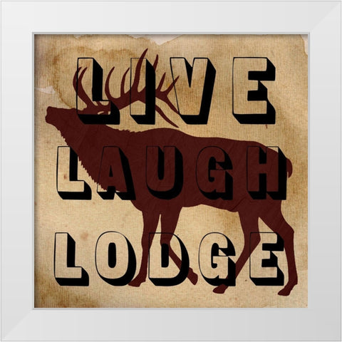 Live Laugh Lodge White Modern Wood Framed Art Print by Lewis, Sheldon