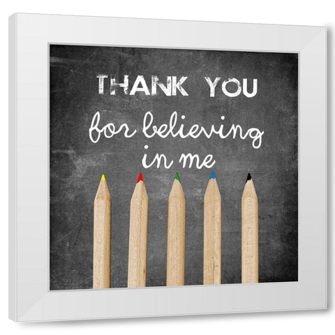 Thank Youl White Modern Wood Framed Art Print by Lewis, Sheldon