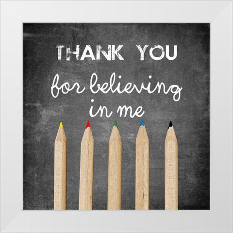 Thank Youl White Modern Wood Framed Art Print by Lewis, Sheldon