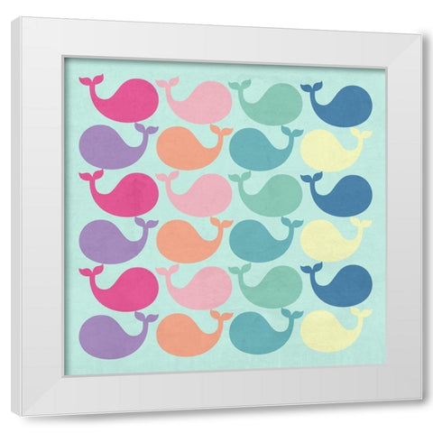 Whale Gathering White Modern Wood Framed Art Print by Lewis, Sheldon