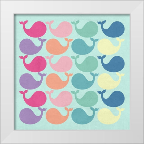 Whale Gathering White Modern Wood Framed Art Print by Lewis, Sheldon