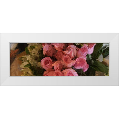 Pink Roses White Modern Wood Framed Art Print by Butcher, Sarah