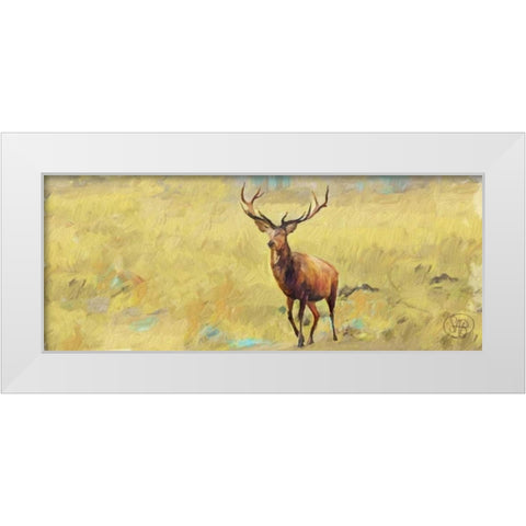 Beau Stag White Modern Wood Framed Art Print by Butcher, Sarah