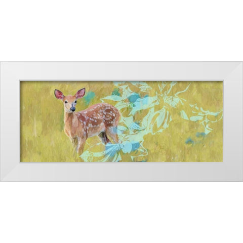 Doe With Magnolia White Modern Wood Framed Art Print by Butcher, Sarah