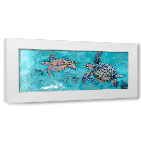 Turtles Together White Modern Wood Framed Art Print by Butcher, Sarah
