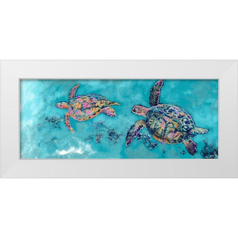 Turtles Together White Modern Wood Framed Art Print by Butcher, Sarah