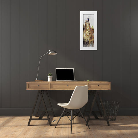 Peacock Panel 2 White Modern Wood Framed Art Print by Butcher, Sarah