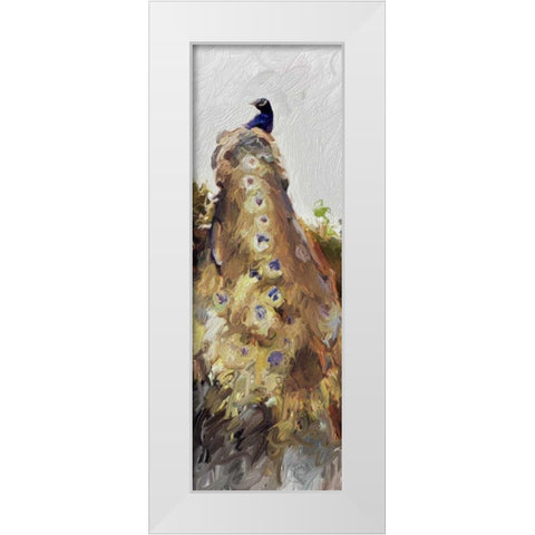 Peacock Panel 2 White Modern Wood Framed Art Print by Butcher, Sarah