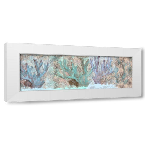 Three Coral White Modern Wood Framed Art Print by Butcher, Sarah