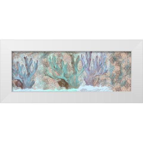 Three Coral White Modern Wood Framed Art Print by Butcher, Sarah