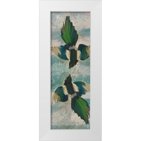 Birds Green Blue White Modern Wood Framed Art Print by Butcher, Sarah