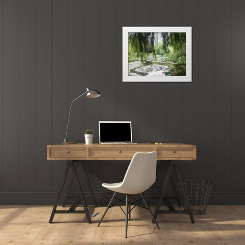 Monets Tranquil Gardens White Modern Wood Framed Art Print by Butcher, Sarah