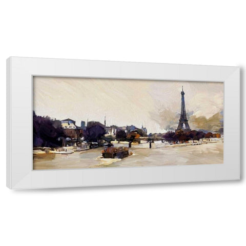 Eiffel Tower Seine View 2 White Modern Wood Framed Art Print by Butcher, Sarah