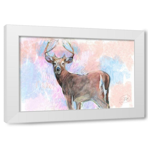 Stag White Modern Wood Framed Art Print by Butcher, Sarah