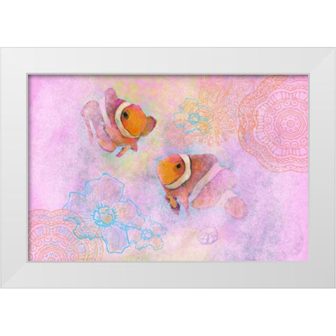 Clownfish Pair White Modern Wood Framed Art Print by Butcher, Sarah