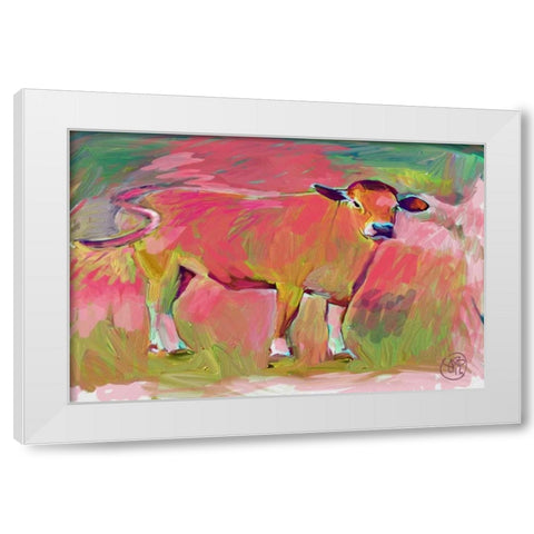 Pink Calf 2 White Modern Wood Framed Art Print by Butcher, Sarah
