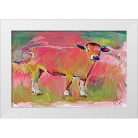 Pink Calf 2 White Modern Wood Framed Art Print by Butcher, Sarah