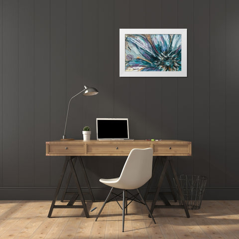 Blue Flower White Modern Wood Framed Art Print by Butcher, Sarah