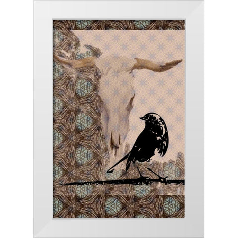 Skull Bird White Modern Wood Framed Art Print by Butcher, Sarah