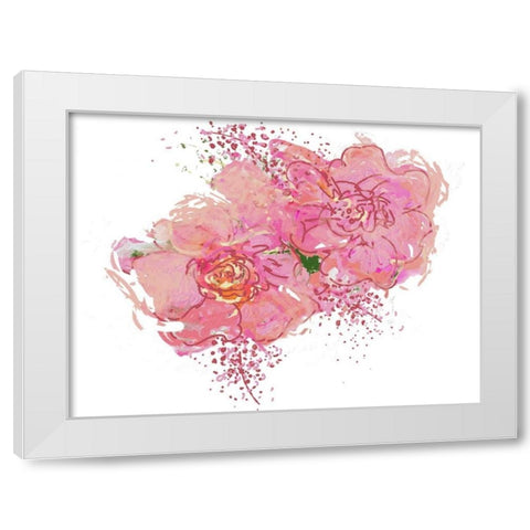 Pink Peonies White Modern Wood Framed Art Print by Butcher, Sarah