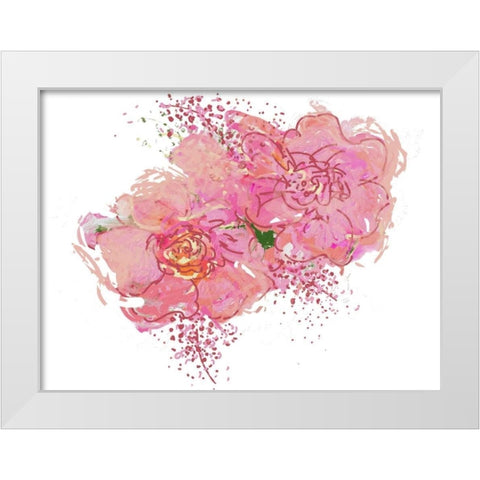 Pink Peonies White Modern Wood Framed Art Print by Butcher, Sarah