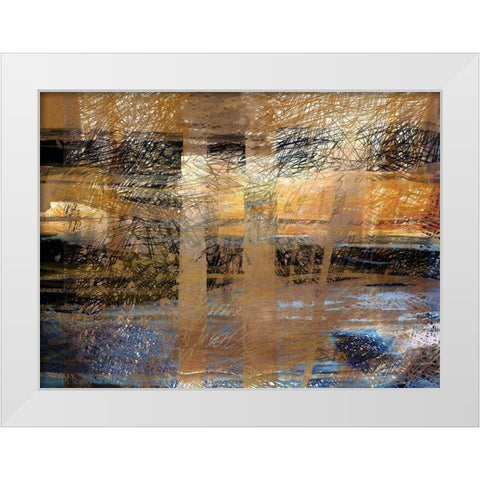 Golden Rain White Modern Wood Framed Art Print by Butcher, Sarah