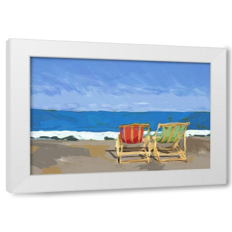 Beach Chairs White Modern Wood Framed Art Print by Butcher, Sarah