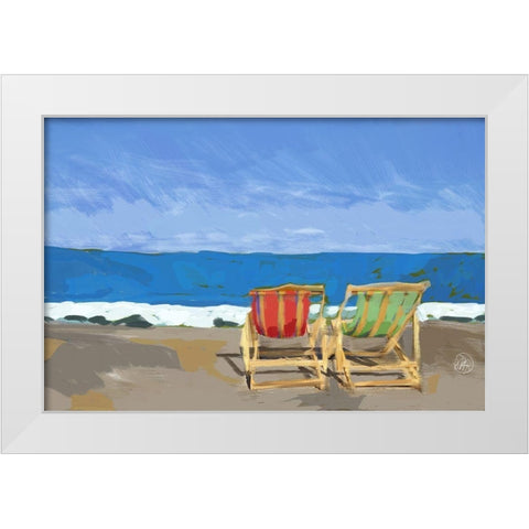 Beach Chairs White Modern Wood Framed Art Print by Butcher, Sarah
