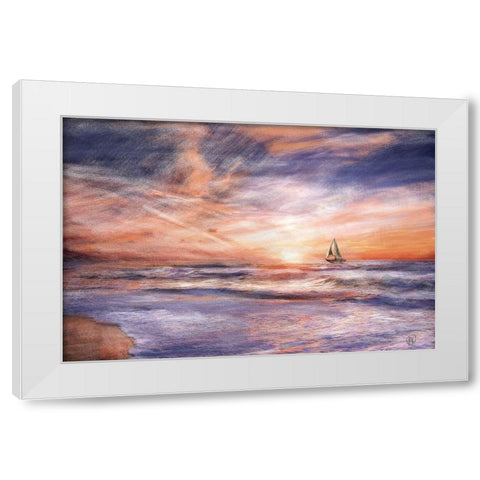 Sunset Sailboat White Modern Wood Framed Art Print by Butcher, Sarah