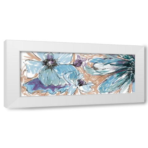 Blue Flowerrs 2 White Modern Wood Framed Art Print by Butcher, Sarah
